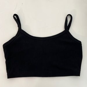 cropped black tank top ribbed cute